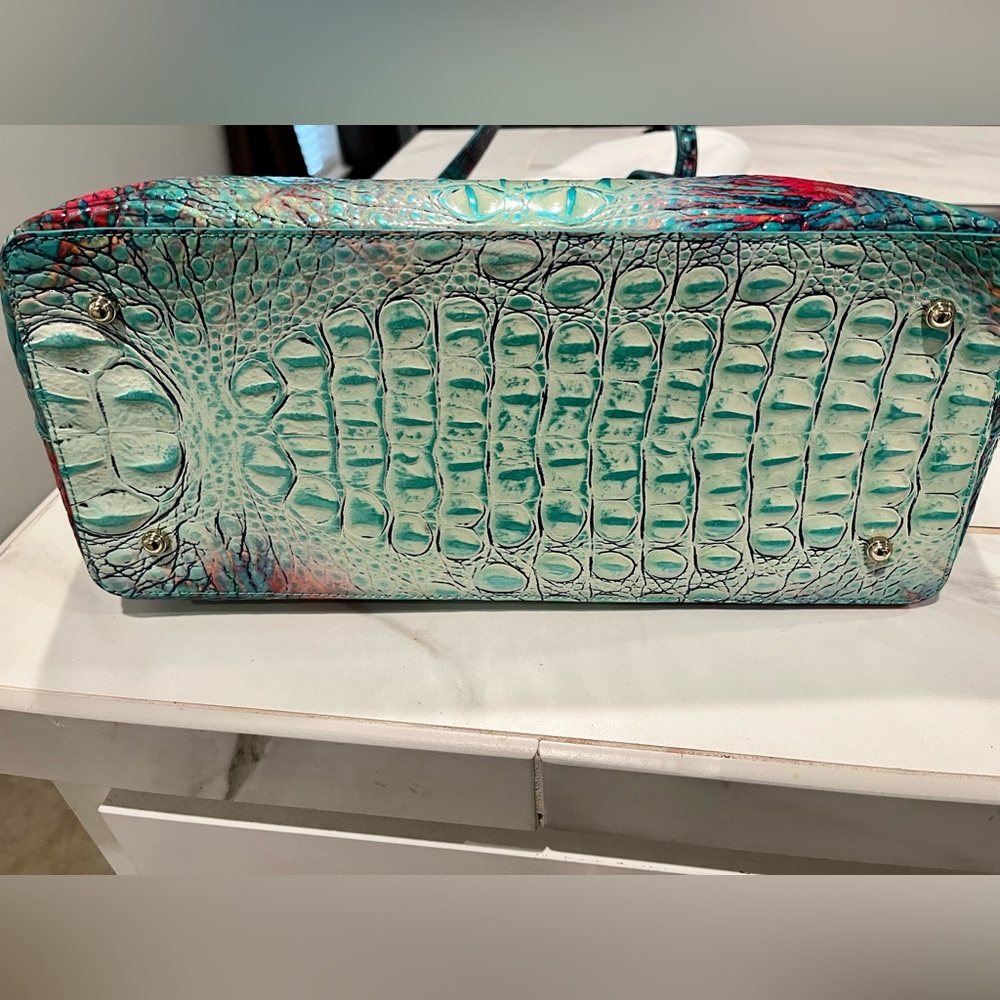 🧡💚 Authentic Brahmin Brooke Dream Ombré Melbourne Tote w/Pouch 💚🧡 - Picture 9 of 13